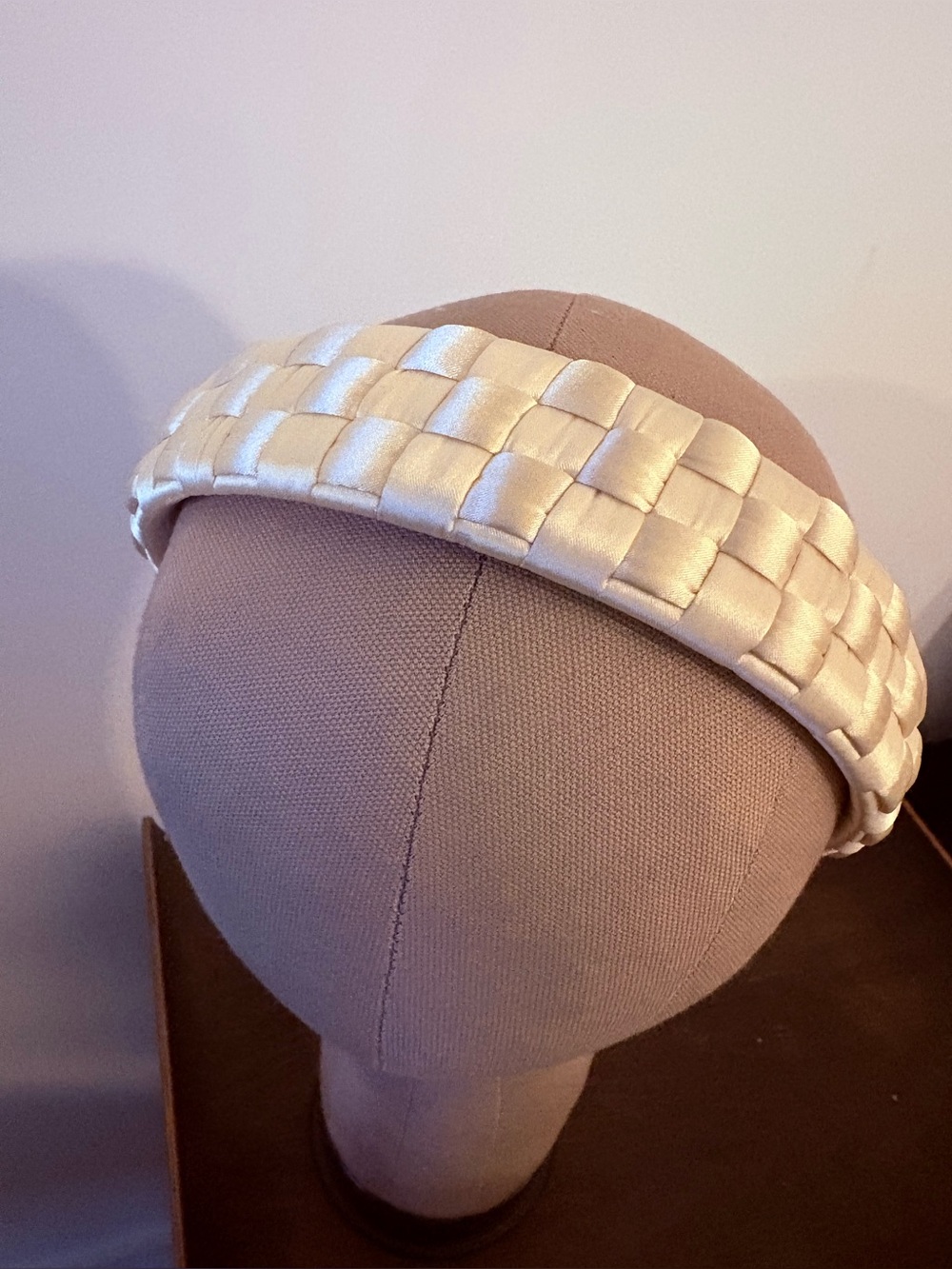 Satin Woven Cream Headband for Women